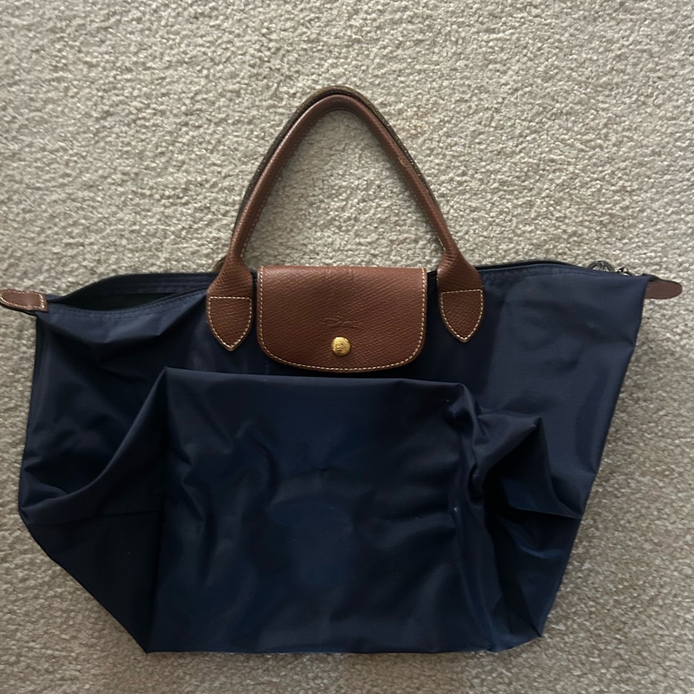 Navy Long Champ Tote Bag
